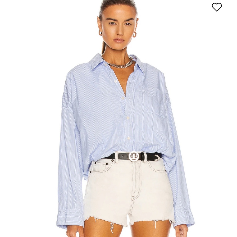 R13 Light Blue Striped Blouse